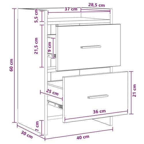Noćni ormarići Crni hrast 40 x 30 x 60 cm Konstruirano drvo - Crni hrast 1 Cijena