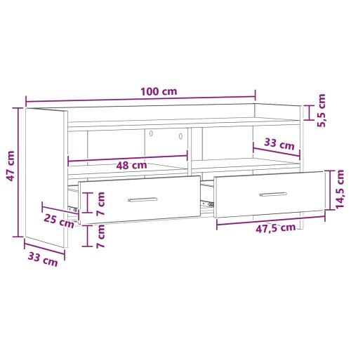 TV ormar 100 x 33 x 47 cm Bijela Konstruirano drvo - Bijela Cijena