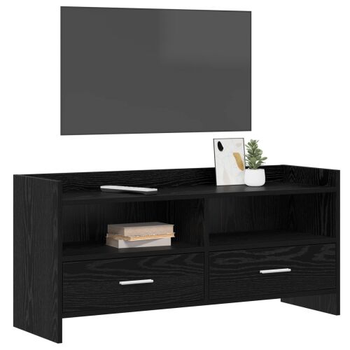 TV ormar 100 x 33 x 47 cm Crni hrast Konstruirano drvo - Crni hrast Cijena