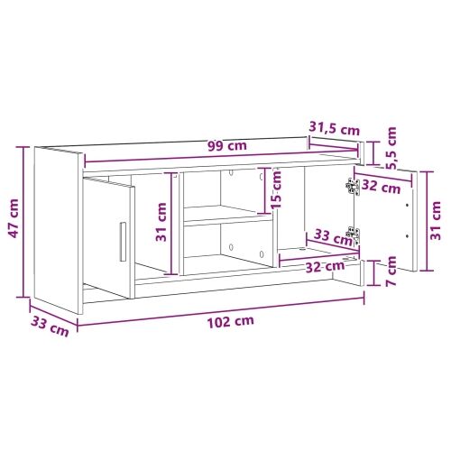 TV ormar 102 x 33 x 47 cm Betonska siva Konstruirano drvo - Betonska siva 102 cm Cijena