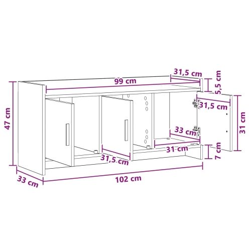 TV ormar 102 x 33 x 47 cm Staro drvo Konstruirano drvo - Staro drvo 102 cm Cijena