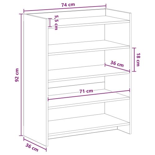 Ormar za cipele Crni hrast 73,5 x 36 x 92 cm Konstruirano drvo - Crni hrast Cijena