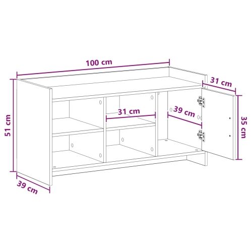 Ormar za cipele Bijela 100 x 39,5 x 51 cm Konstruirano drvo - Bijela Cijena