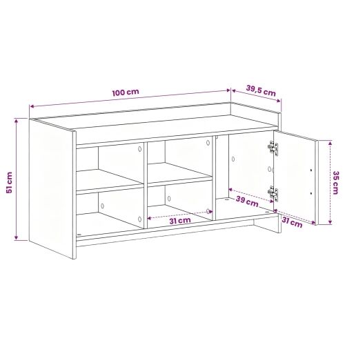 Ormar za cipele s pohranom Betonska siva 100 x 39,5 x 51 cm - Betonska siva Cijena