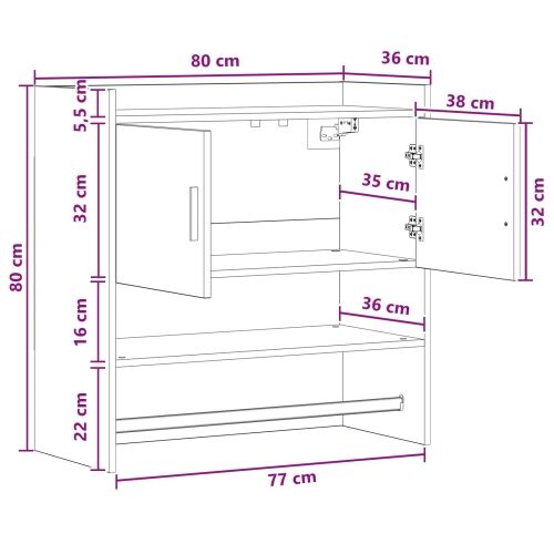 Zidna polica Zidna montaža Siva Sonoma 80 x 36 x 80 cm - Siva Sonoma Cijena