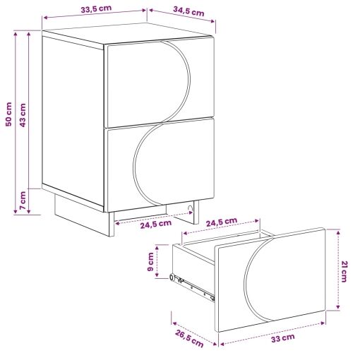 Noćni ormar 2 kom. Hrast sonoma 33,5 x 34,5 x 50 cm - Hrast sonoma 2 Cijena
