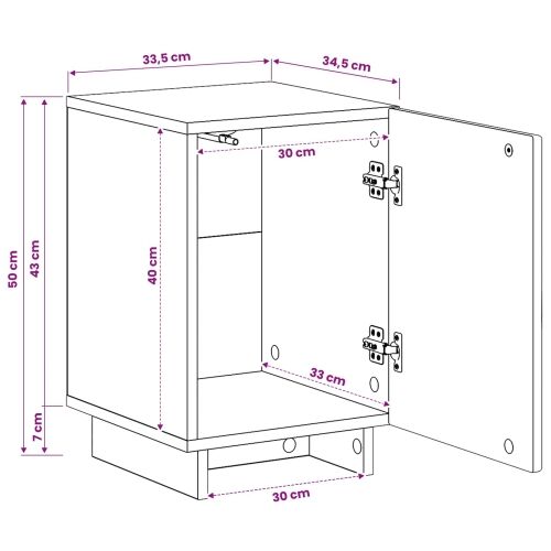 Noćni ormar 2 kom. Staro drvo 33,5 x 34,5 x 50 cm - Staro drvo 2 Cijena