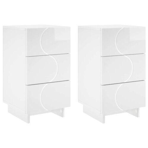 Noćni ormar 2 kom. Bijela visokog sjaja 33,5 x 34,5 x 60 cm - Bijela visokog sjaja 2 Cijena