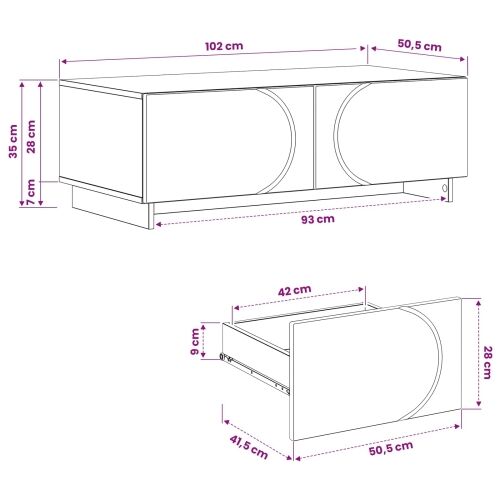 klub stolić Siva Sonoma 102 x 50,5 x 35 cm Konstruirano drvo - Siva Sonoma Cijena