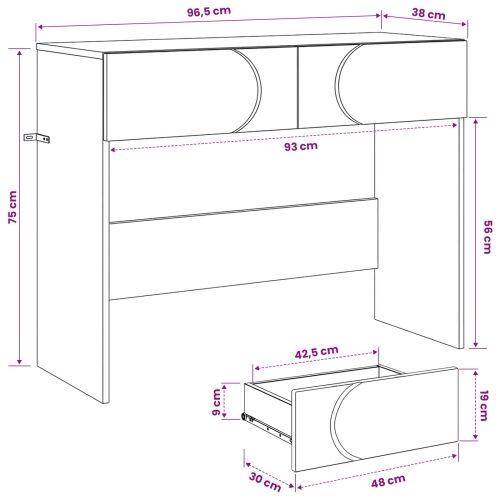 Konzolni stol Crna 96,5 x 38 x 75 cm Konstruirano drvo - Crna Cijena