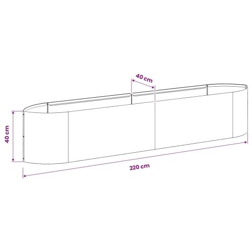 Povišeni vrtni krevet Crna 220 x 40 x 40 cm Čelik - Crna 220 cm Cijena