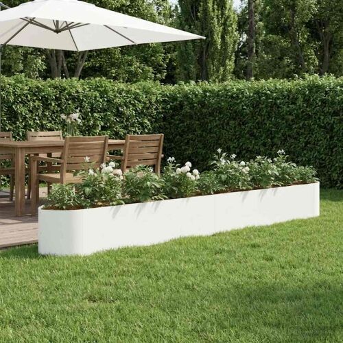Povišeni vrtni krevet Bijela 380 x 40 x 40 cm Čelik - Bijela 380 cm Cijena