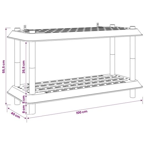 Jedinca za police 2 razina 100 x 40 x 55,5 cm PP Svjetlosiva - Svjetlosiva 2 razine Cijena