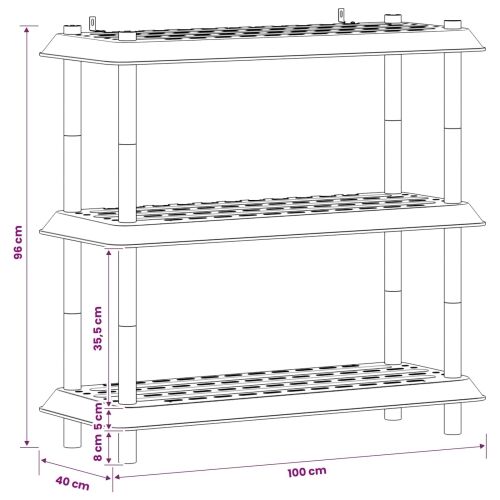 Jedinca za police 3 razina 100 x 40 x 96 cm PP Svjetlosiva - Svjetlosiva 3 razine Cijena