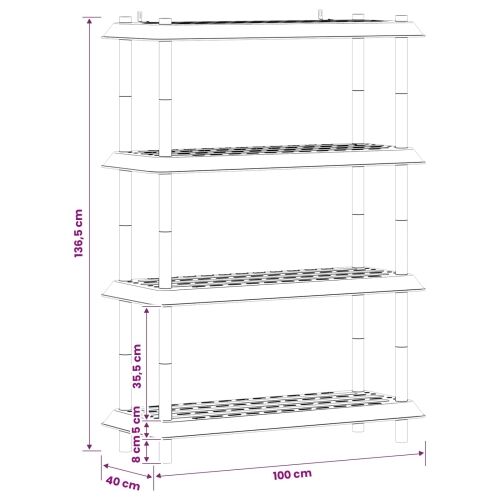 Jedinca za police 4 razina 100 x 40 x 136,5 cm PP Smeđa - Smeđa 4 razine Cijena