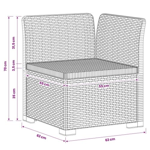 Fotelja za jedan Vrtna Sofe Izgled Ratan PP Antracit - Antracit Kutna sofa bez jastuka Cijena