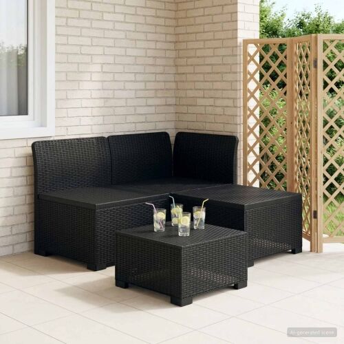 Sofa za vrt za 3 osobe sa izgledom rattan PP Antracit - Antracit Sofa + srednji + kutni bez jastuka Cijena