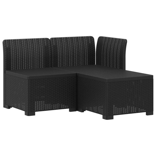 Sofa za vrt za 3 osobe sa izgledom rattan PP Antracit - Antracit Sofa + srednji + kutni bez jastuka Cijena