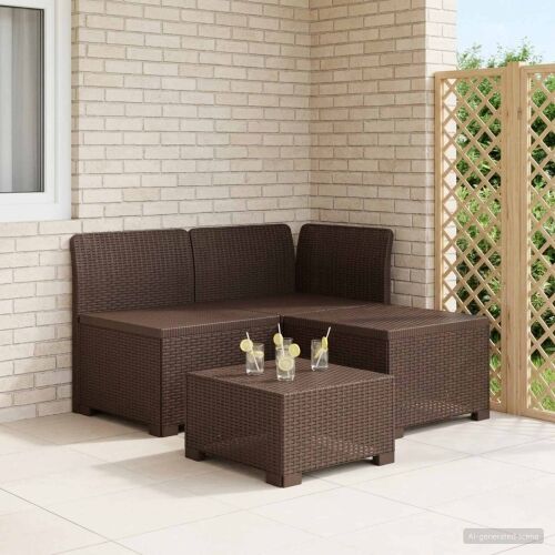Sofa za vrt za 3 osobe sa izgledom rattan PP Smeđa - Smeđa Sofa + srednji + kutni bez jastuka Cijena