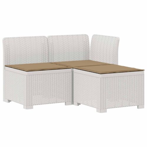 Dvosjedni vrtni sofa s jastucima u ratan izgledu PP Bijela - Bijela Sofa + srednji + kutni s taupe jastučićem Cijena