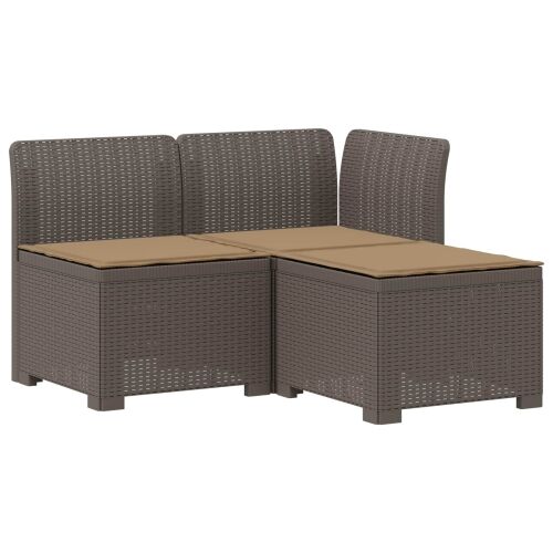 Dvosjedni vrtni sofa s jastucima u ratan izgledu PP Svjetlosiva - Svjetlosiva Sofa + srednji + kutni s taupe jastučićem Cijena