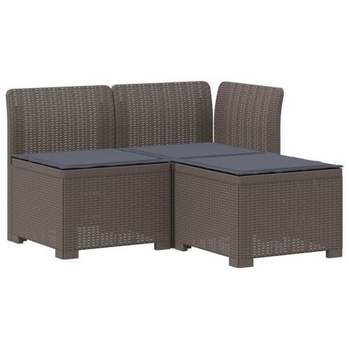 Dvosjedni vrtni sofa s jastucima u ratan izgledu PP Svjetlosiva - Svjetlosiva Sofa + srednji + kutni s svijetlosivim jastučićem Cijena