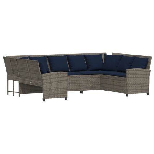 Vrtna sofa s jastucima siva od poliratana - siva i modra 5-seater + 2x corner 9 siva i modra Cijena