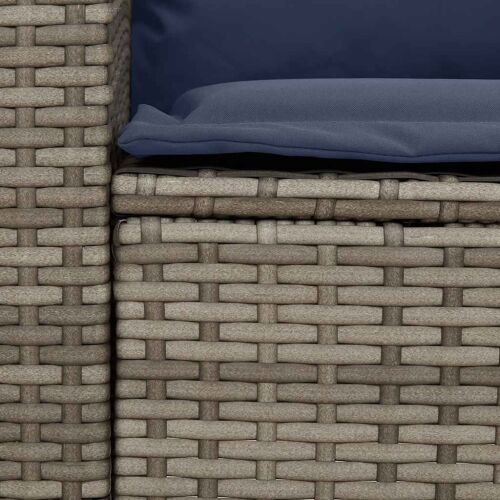 Vrtna sofa s jastucima siva od poliratana - siva i modra 5-seater + 2x corner 9 siva i modra Cijena