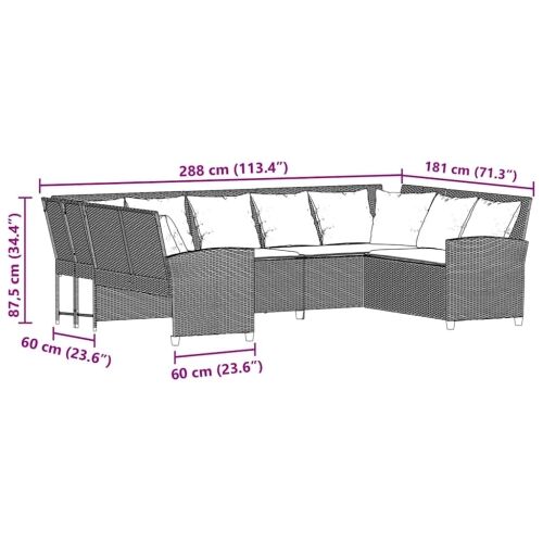Vrtna sofa s jastucima siva od poliratana - siva i modra 5-seater + 2x corner 9 siva i modra Cijena