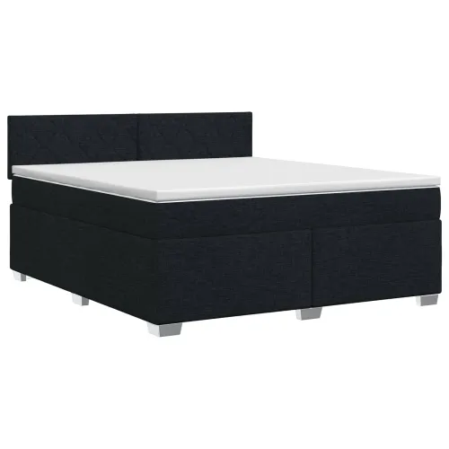 Boxspring krevet s madracem Crna 160 x 200 cm Tkanina - Crna 160 x 200 cm Dizajn s rombovima Cijena