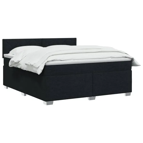Boxspring krevet s madracem Crna 160 x 200 cm Tkanina - Crna 160 x 200 cm Dizajn s rombovima Cijena