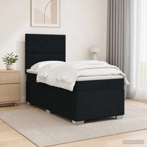 Boxspring krevet s madracem Crna 80 x 200 cm Tkanina - Crna 80 x 200 cm Dizajn s rombovima Cijena