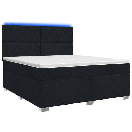 Boxspring krevet s madracem Crna 160 x 200 cm Tkanina - Crna 160 x 200 cm Dizajn s rombovima Cijena