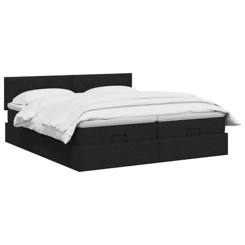Krevet od pjene s madracem i LED-om Crna 160 x 200 cm Tkanina - Crna 160 x 200 cm Dizajn s rombovima Cijena