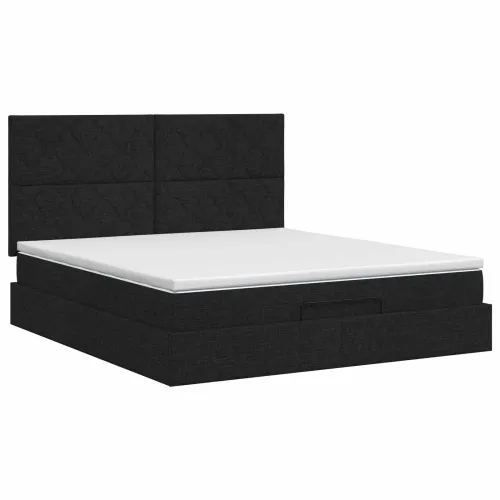 Podesivi krevet s madracem Crna 160 x 200 cm Tkanina - Crna 160 x 200 cm Dizajn s rombovima Cijena