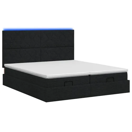 Krevet od pjene s madracem i LED-om Crna 160 x 200 cm Tkanina - Crna 160 x 200 cm Dizajn s rombovima Cijena