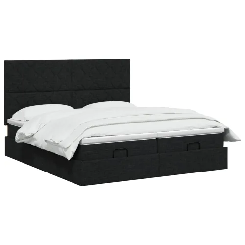 Krevet od pjene s madracem i LED-om Crna 160 x 200 cm Tkanina - Crna 160 x 200 cm Dizajn s rombovima Cijena