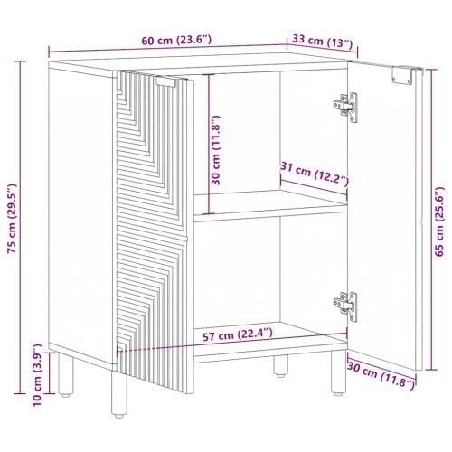 Komoda smeđa 60x33x75 cm Puno drvo Mango - Smeđa drvo manga Cijena