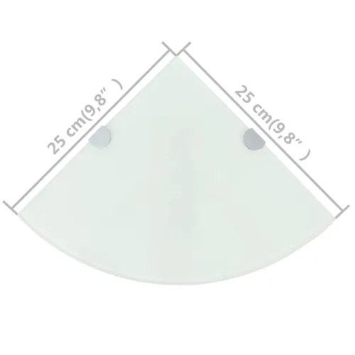 Kutne police s nosačima 2 kom staklene bijele 25 x 25 cm - Bijela 25 x 25 cm 2 Cijena