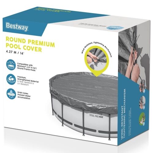 Bestway Pokrivač za bazen Ø4,27 m Kružni Poliester Siva - 4,27 m Cijena
