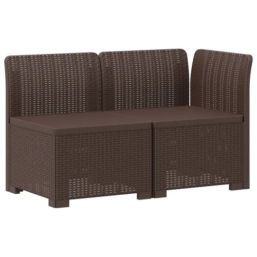 Dvosedna Vrtna Sofe s Jastucima Izgled Ratan 2-sjedalo PP Smeđa - Smeđa sredina + kut s kremastim jastučićem Cijena