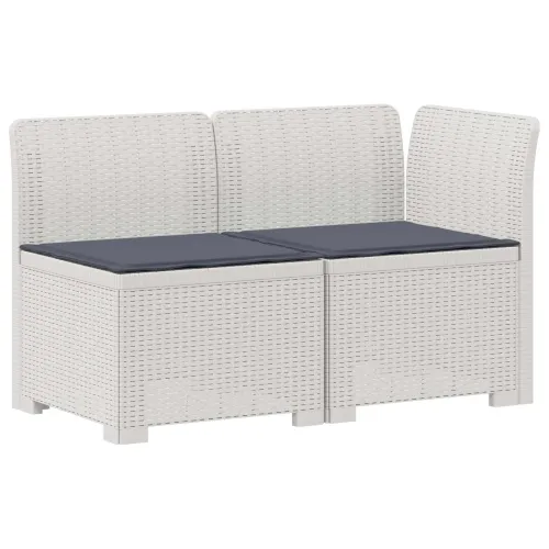 Dvosedna Vrtna Sofe s Jastucima Izgled Ratan 2-sjedalo PP - Bijela sredina + kut s svijetlosivim jastučićem Cijena