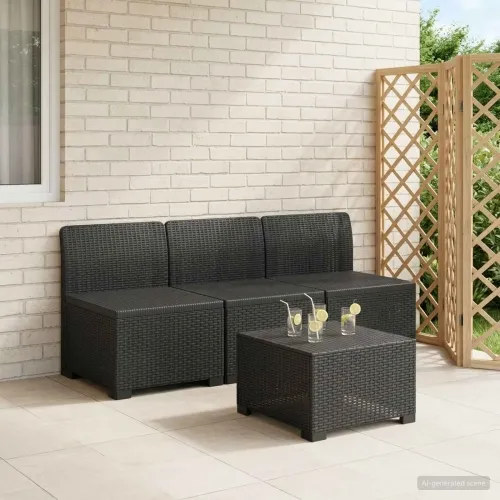 Sofa za vrt za 3 osobe sa izgledom rattan 3-sjedalo PP Antracit - Antracit 3 x sredina bez jastuka Cijena