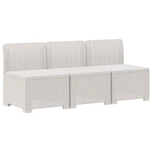 Sofa za vrt za 3 osobe sa izgledom rattan 3-sjedalo PP Bijela - Bijela 3 x sredina bez jastuka Cijena