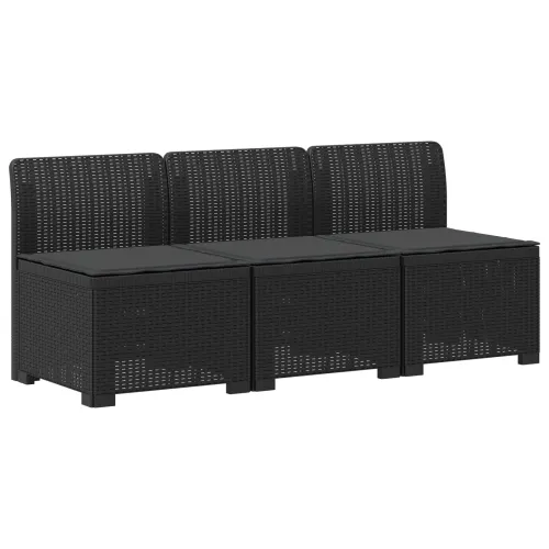 Dvosjedni vrtni sofa s jastucima u ratan izgledu 3-sjedalo PP - Antracit 3 x sredina s antracit jastučićem Cijena