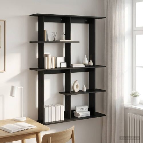 Zidna polica Crni hrast 102 x 20 x 130 cm Konstruirano drvo - Crni hrast 6 odjeljaka Cijena