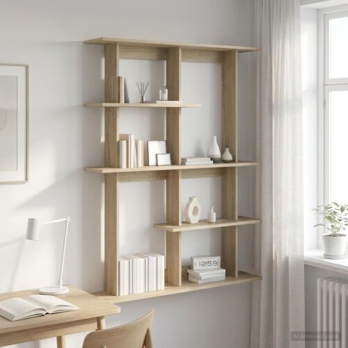 Zidna polica Hrast sonoma 102 x 20 x 130 cm Konstruirano drvo - Hrast sonoma 6 odjeljaka Cijena