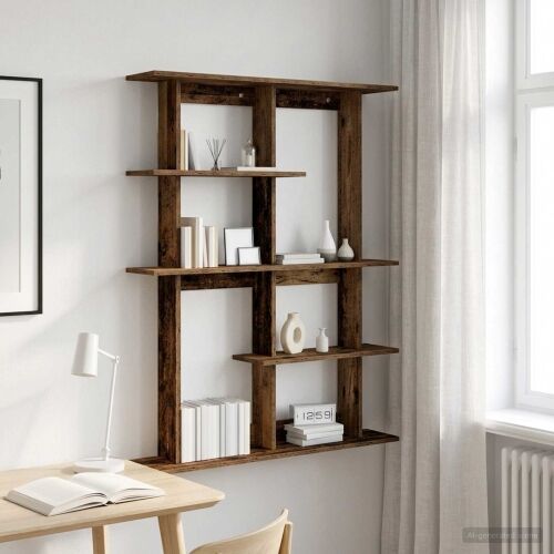 Zidna polica Staro drvo 102 x 20 x 130 cm Konstruirano drvo - Staro drvo 6 odjeljaka Cijena