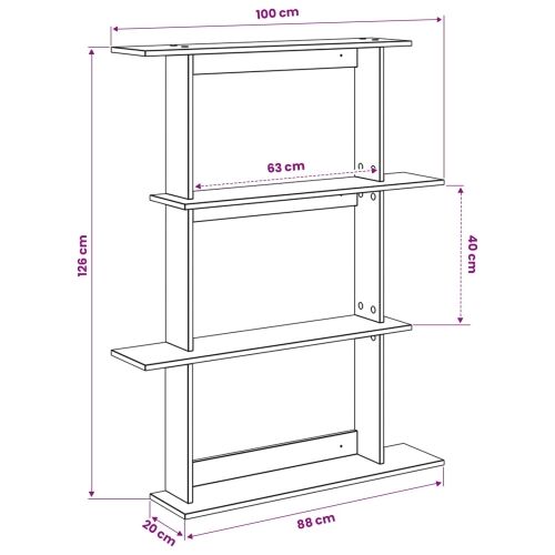Zidna polica Crni hrast 100 x 20 x 126 cm Konstruirano drvo - Crni hrast 3 odjeljka Cijena