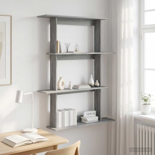Zidna polica Siva Sonoma 100 x 20 x 126 cm Konstruirano drvo - Siva Sonoma 3 odjeljka Cijena